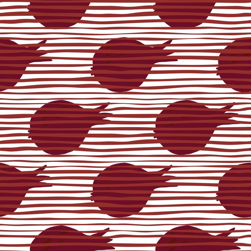 Abstract red pomegranate fruit seamless pattern. Garnet fruit endless wallpaper. Doodle style. vector