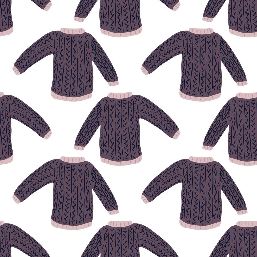 Geometric sweater doodle seamless winter outfit pattern. White background. vector