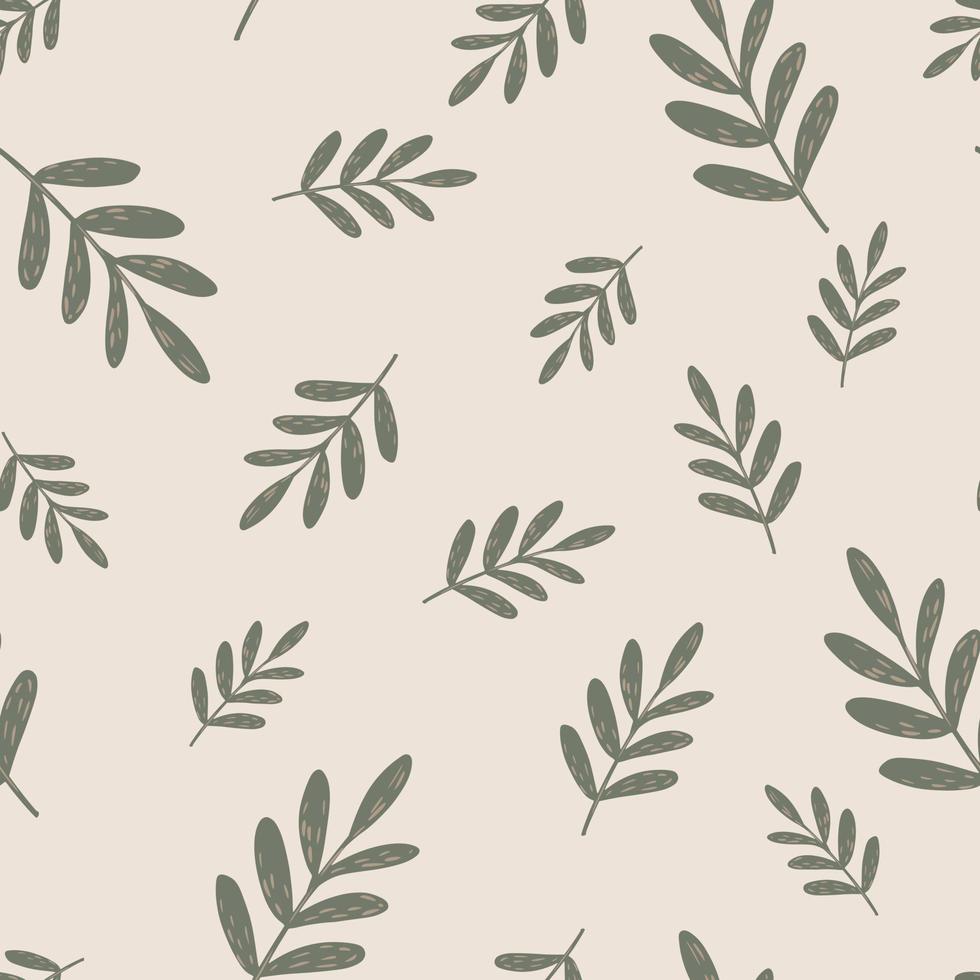 Random seamless abstract botanic pattern with branches. Nature foliage backdrop in grey and pink tones. vector