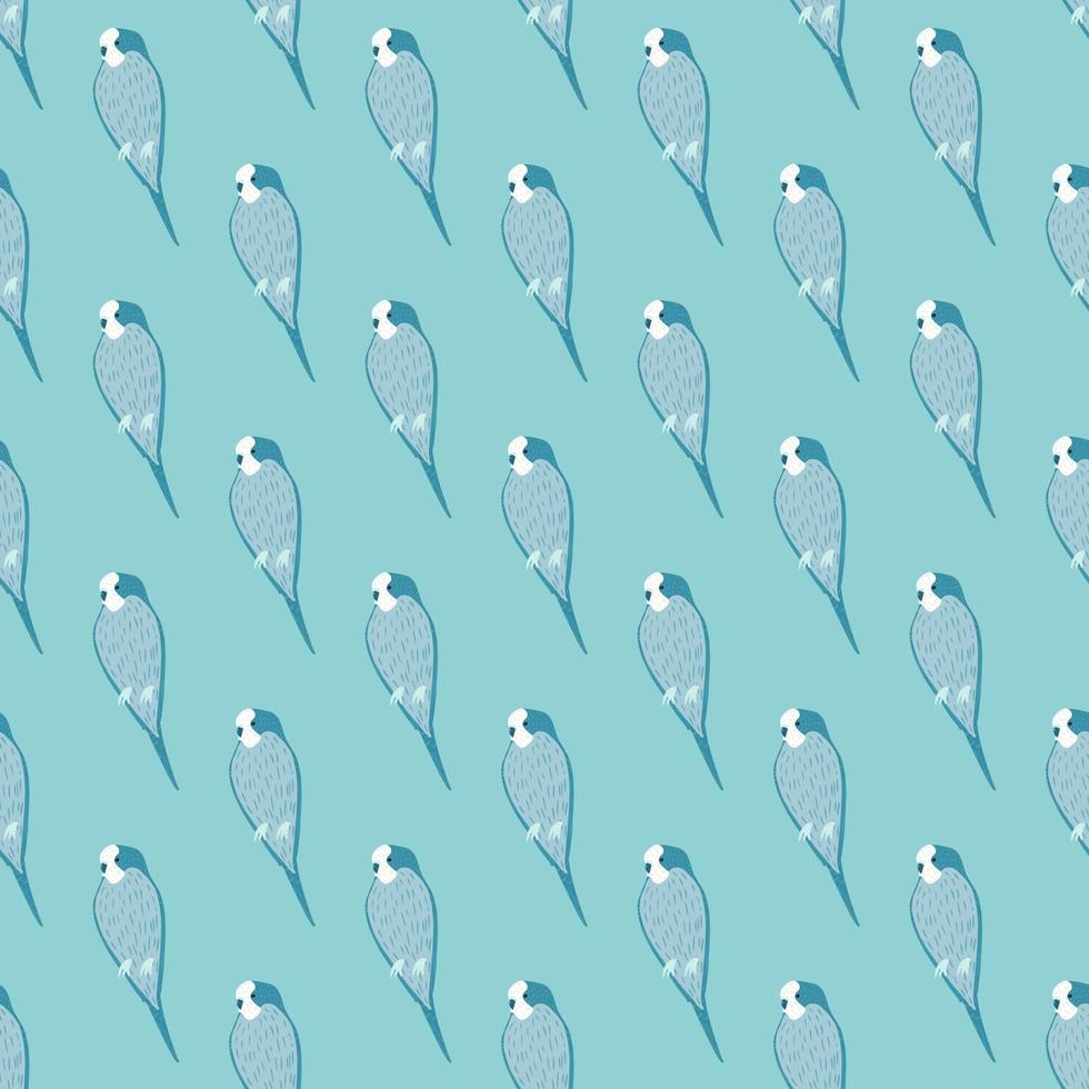 pájaro animal de patrones sin fisuras con elementos simples de loro. fondo azul. telón de fondo del zoológico tropical. vector