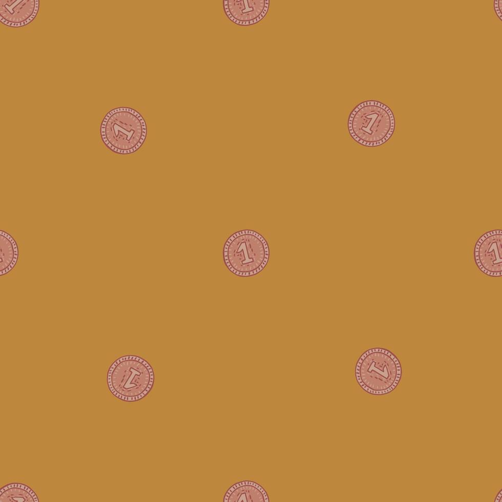 Coins seamless pattern. Hand drawn background from money. vector