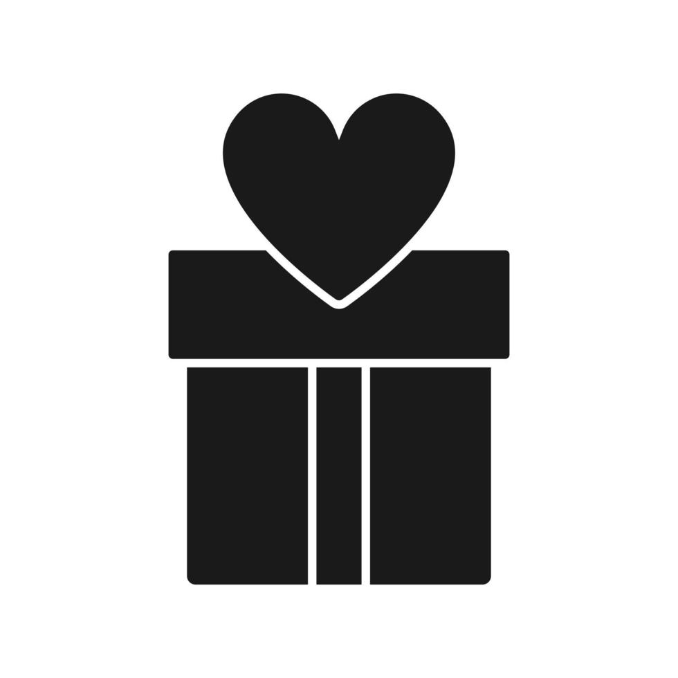 icono de corazón de caja de regalo, diseño plano vector