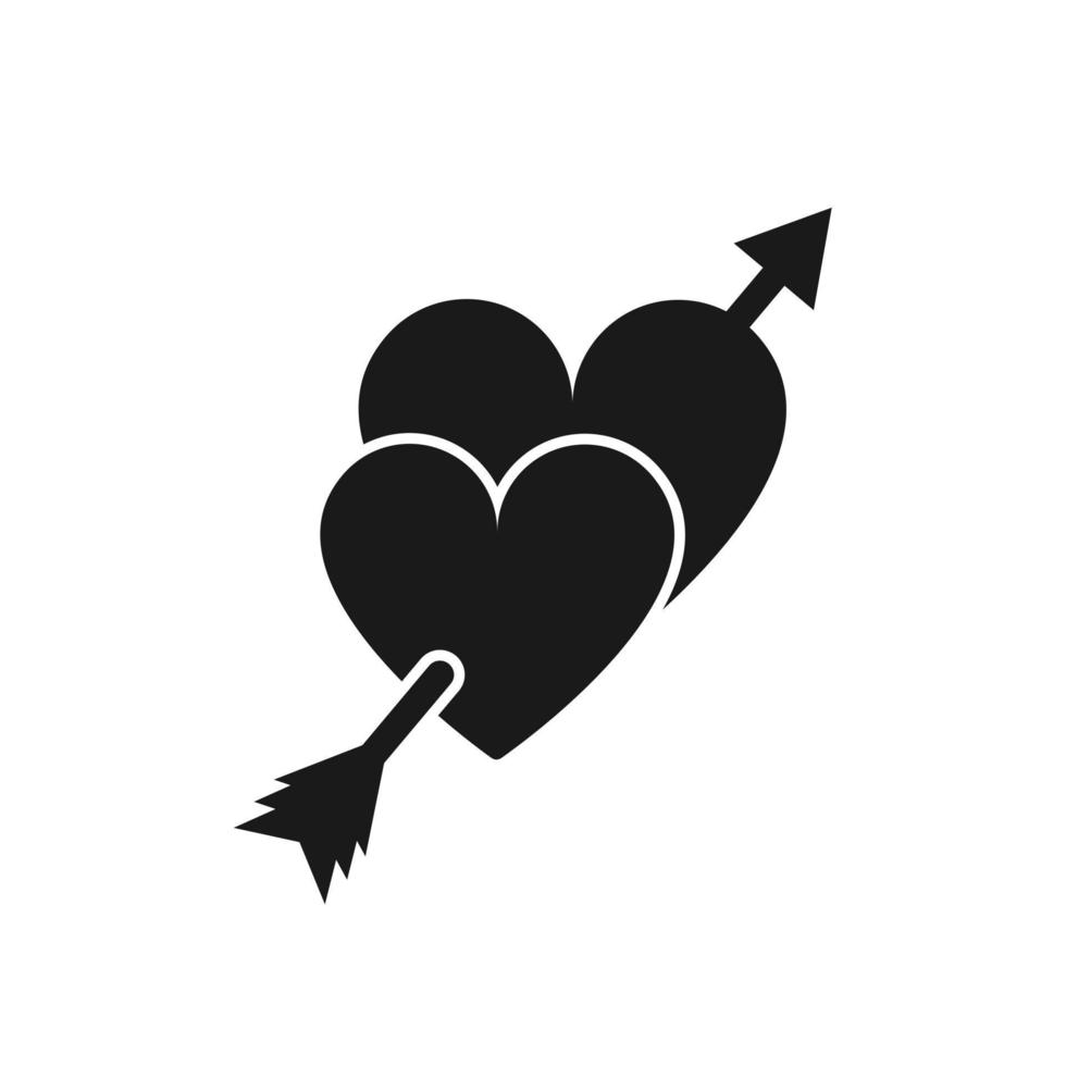 corazones con icono de flecha. icono de línea de vector de día de san valentín