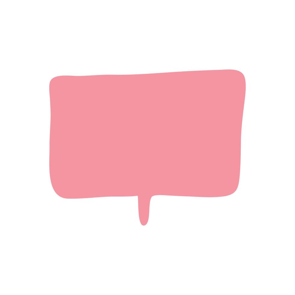 Hand drawn pink speech bubble isolated on white background. Vector illustration.