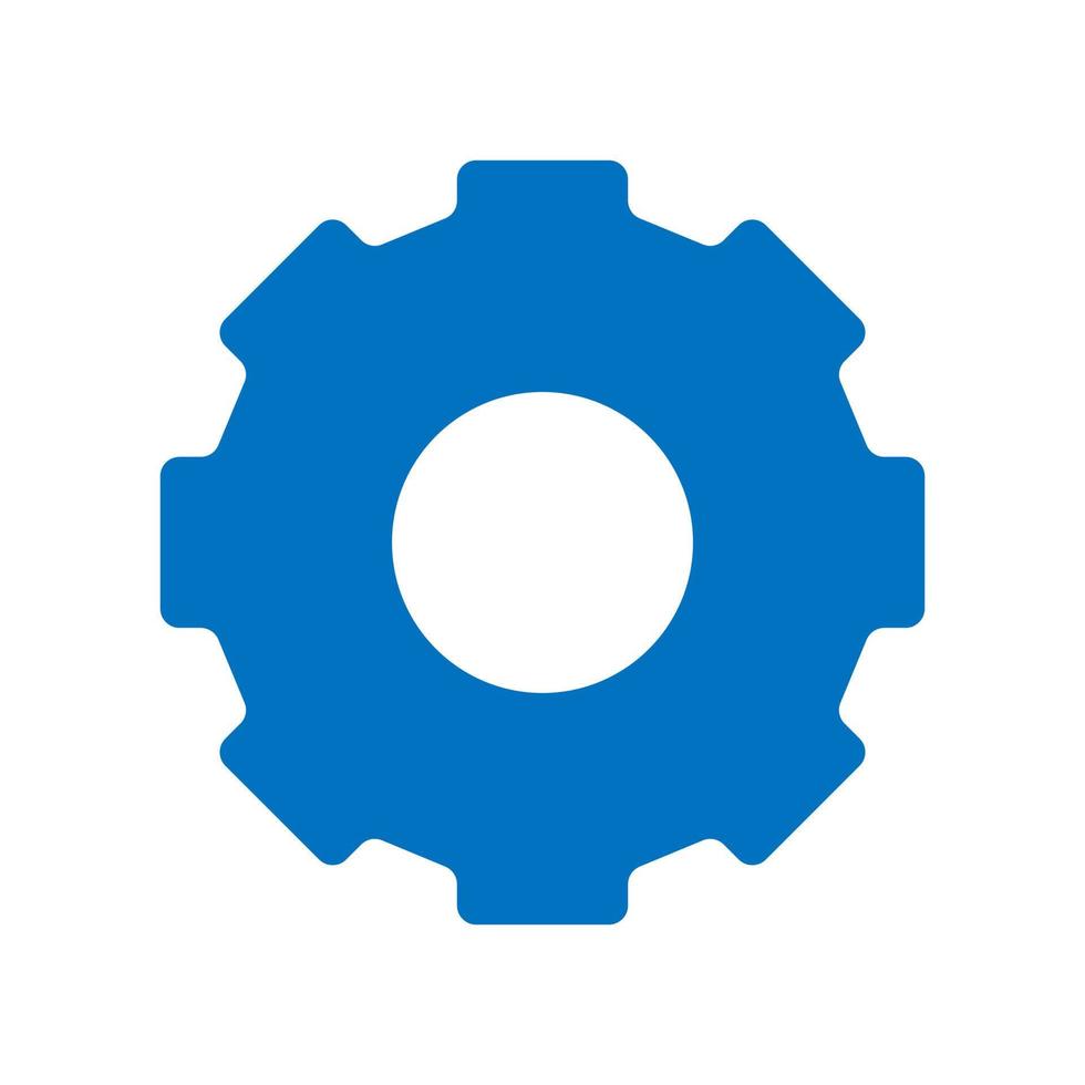Gear icon. Simple flat design. Blue pictogram. Flat vector illustration