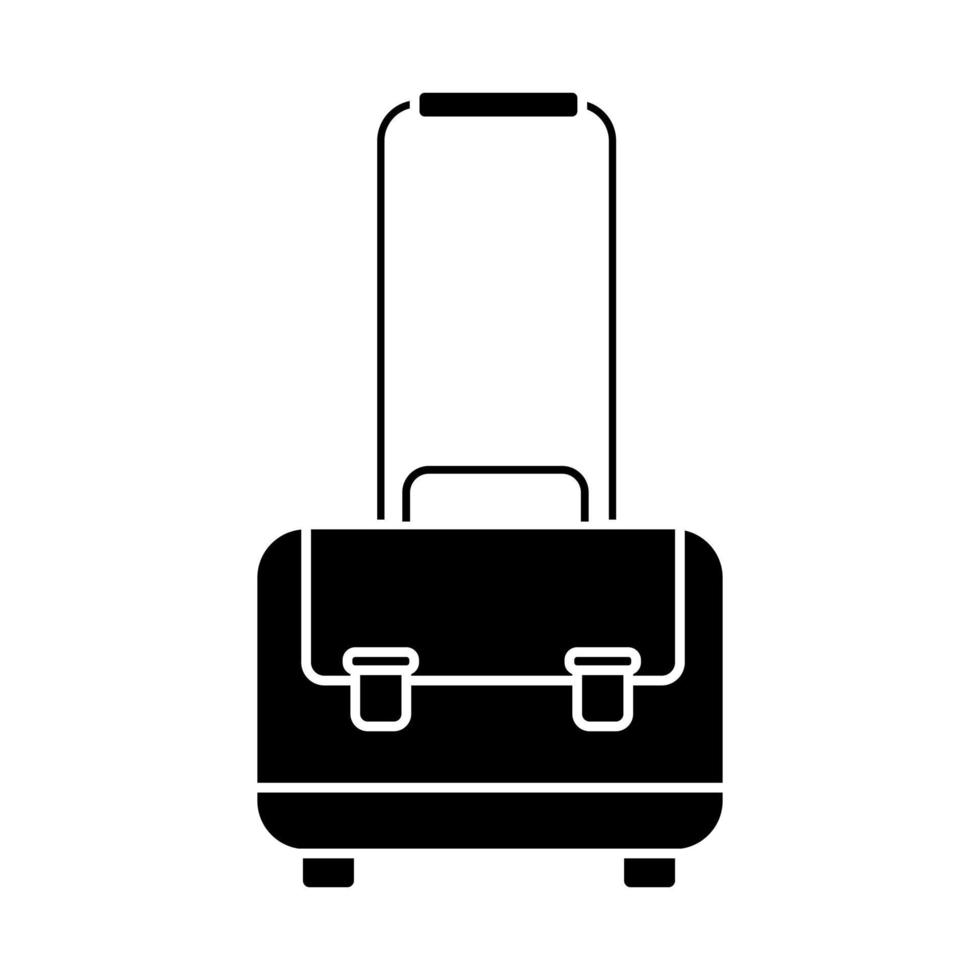 Glyph luggage icon. Brief case symbol. Travel bag button. vector