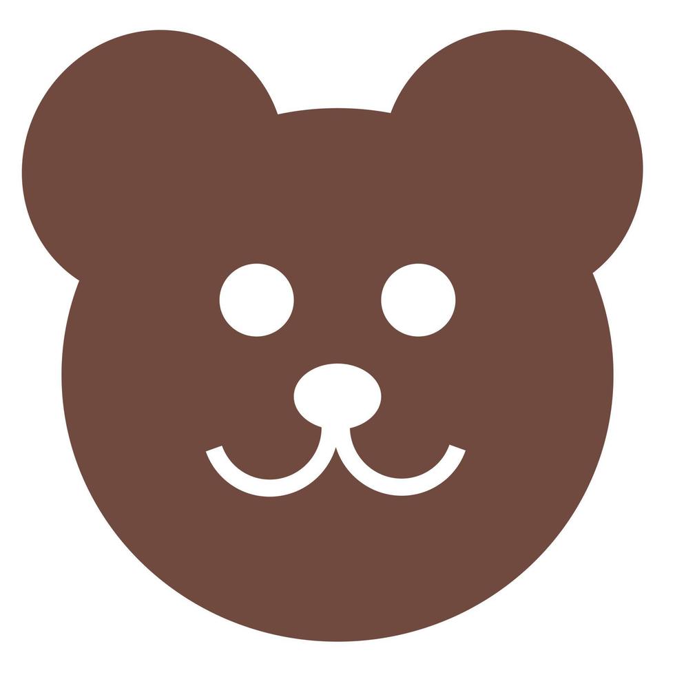 Simple flat draw bear face icon. vector