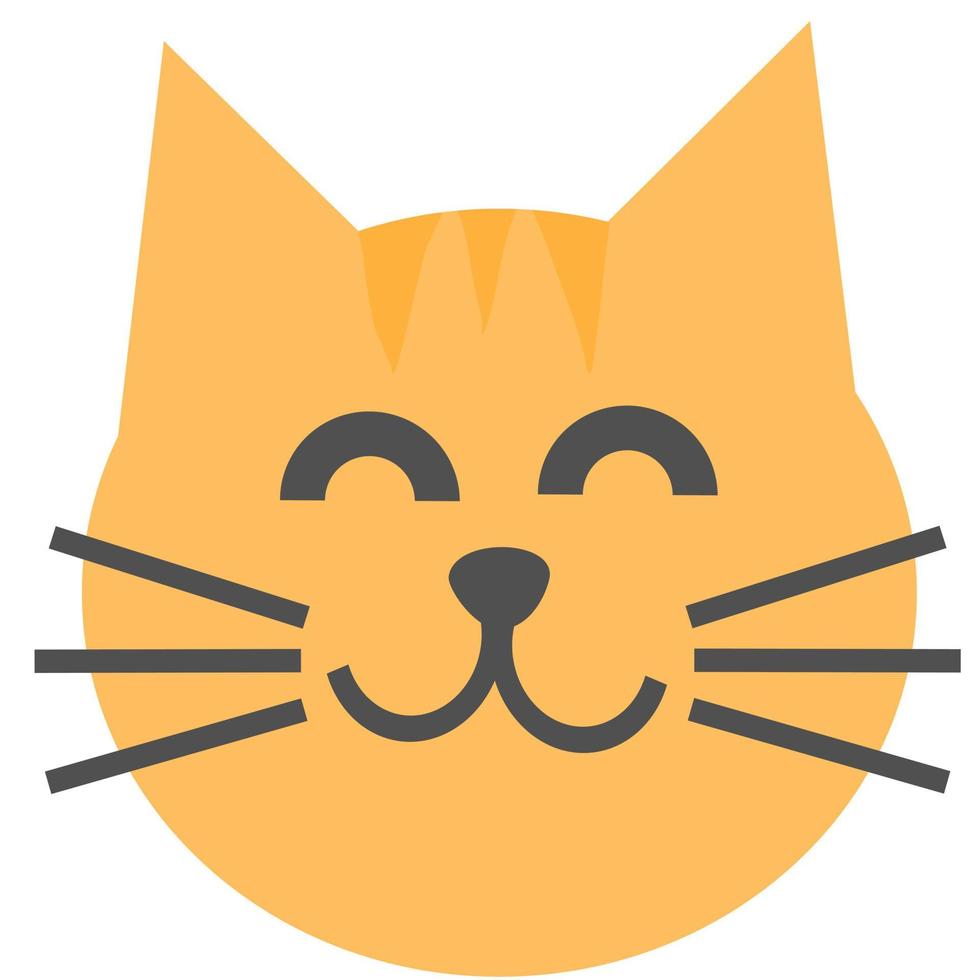 Simple flat draw cat face icon. vector