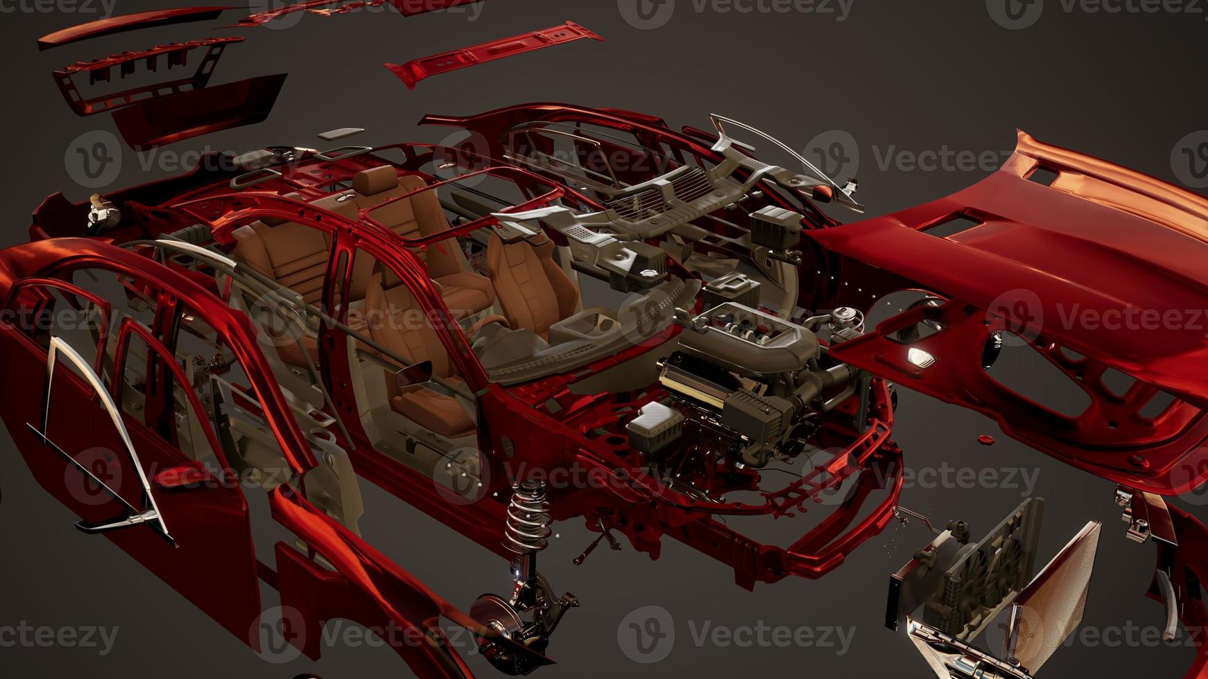 Disassembled Car with Visible Parts photo