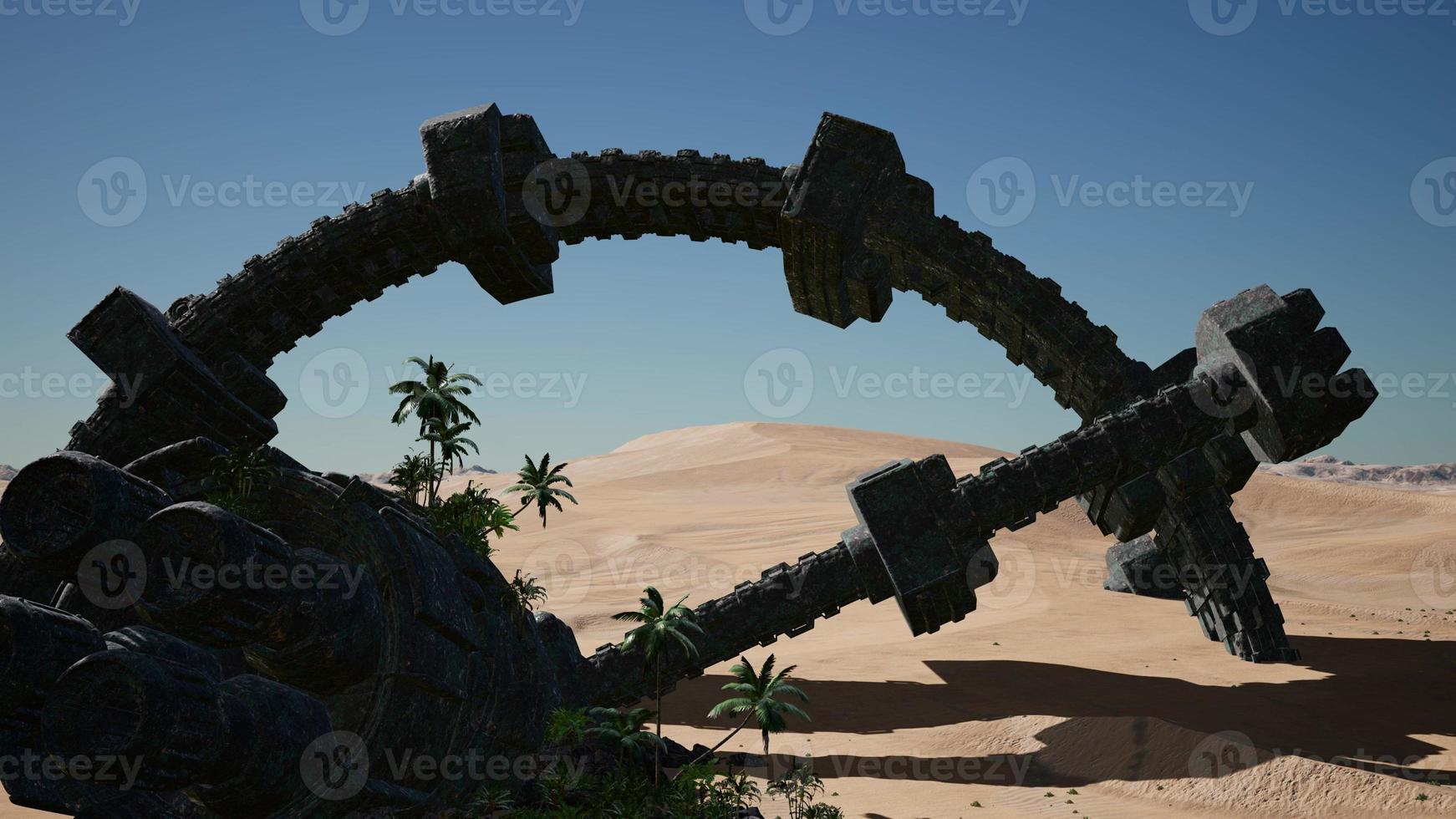 vieja nave espacial alienígena oxidada en el desierto. OVNI foto