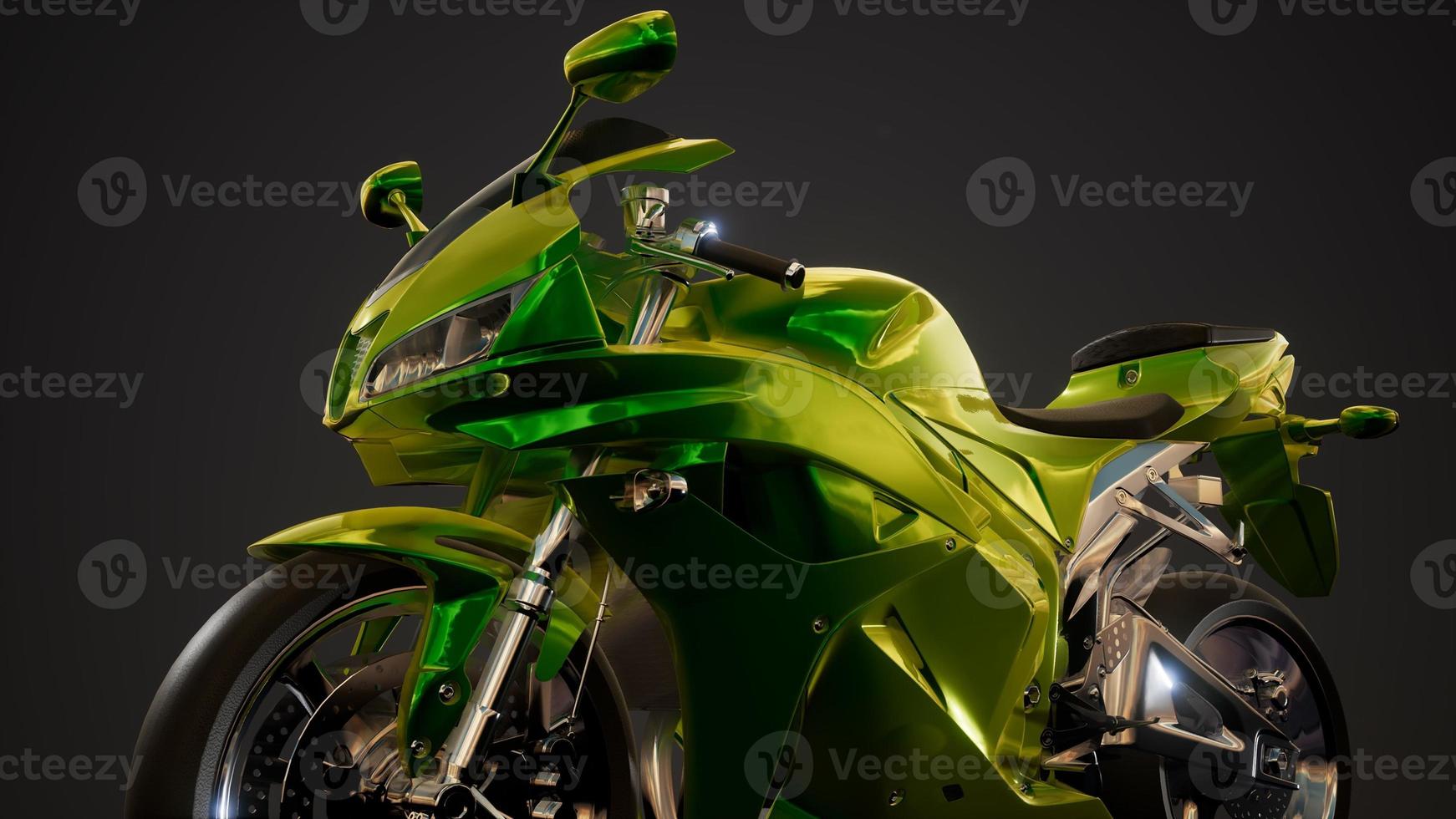 moto sport bike in dark studio with bright lights photo