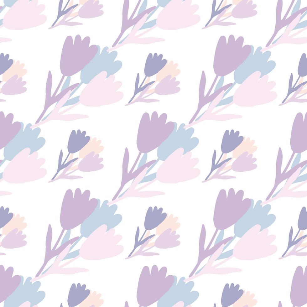 Creative flowers bouquet seamless pattern on white background. Geometric floral endless wallpaper. vector