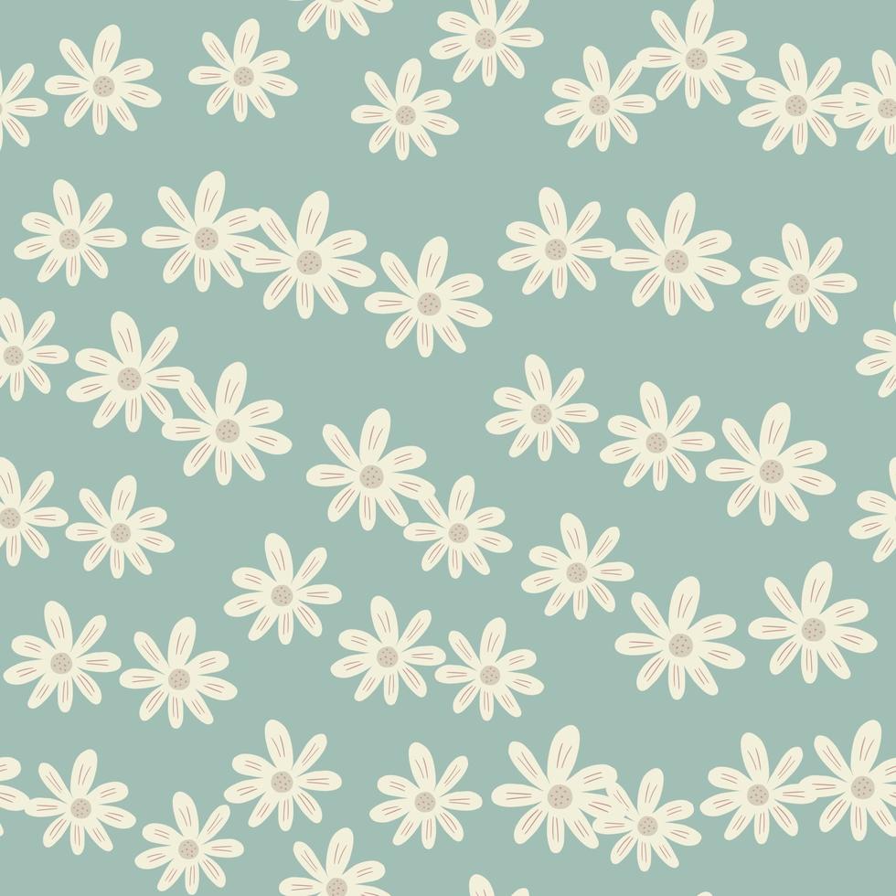 Abstract ditsy flowers seamless pattern on green background. Floral ornament. vector