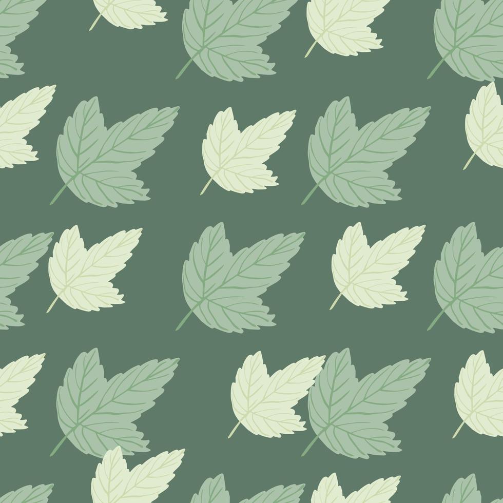 Pastel palette spring botanic seamless pattern with leaf shapes. Green light tones artwork. vector