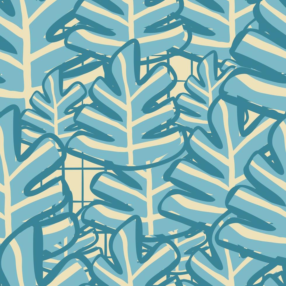 patrón sin costuras de hoja de monstera azul. hojas de plantas exóticas sobre fondo amarillo. vector