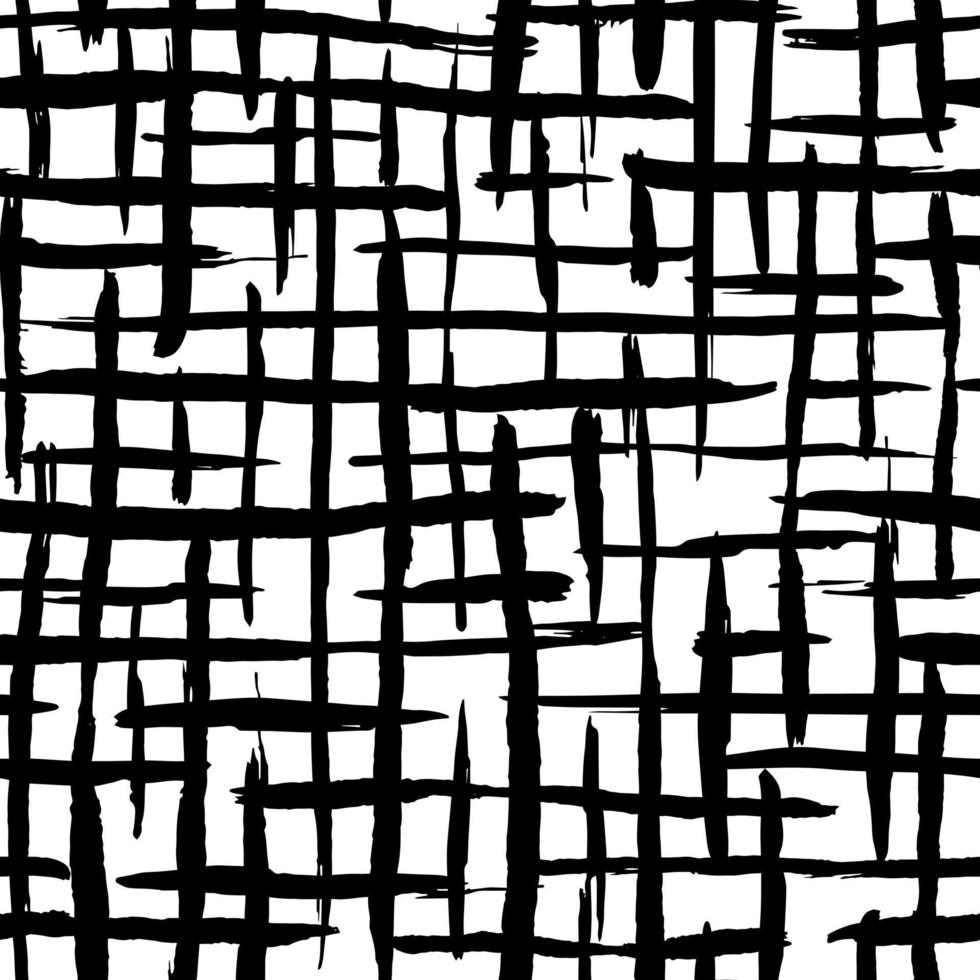 Artistic brush stripes seamless pattern. Hand drawn black ink stripe backdrop. vector