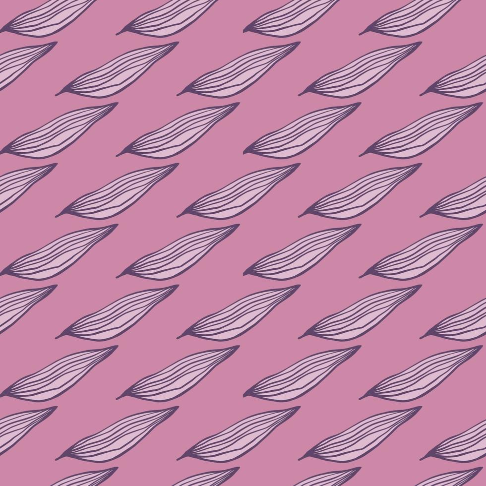 Geometric line leaves pattern on pink background. vector