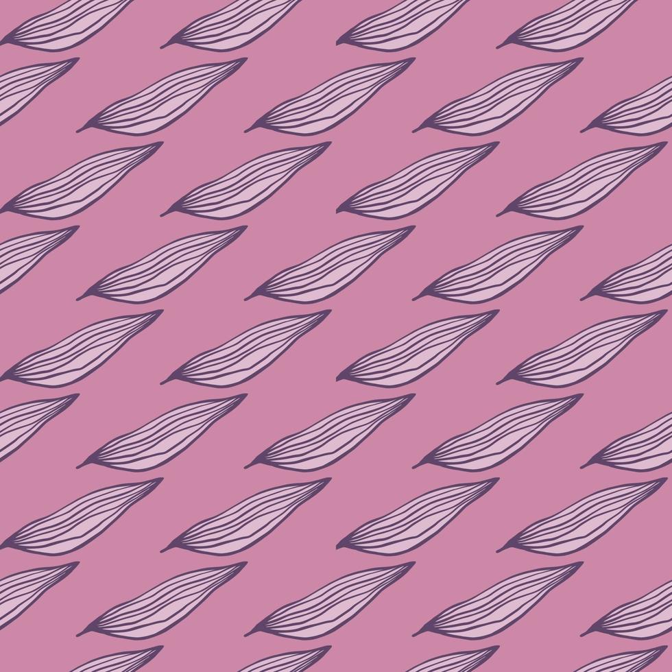 Geometric line leaves pattern on pink background. vector