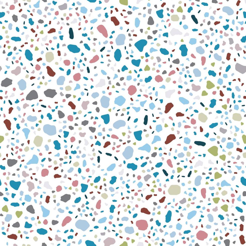 Abstract terrazzo seamless pattern on white background. vector
