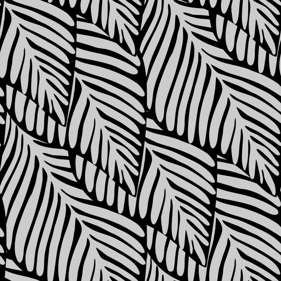 Grey colors Jungle geometric seamless pattern. Exotic plant. vector