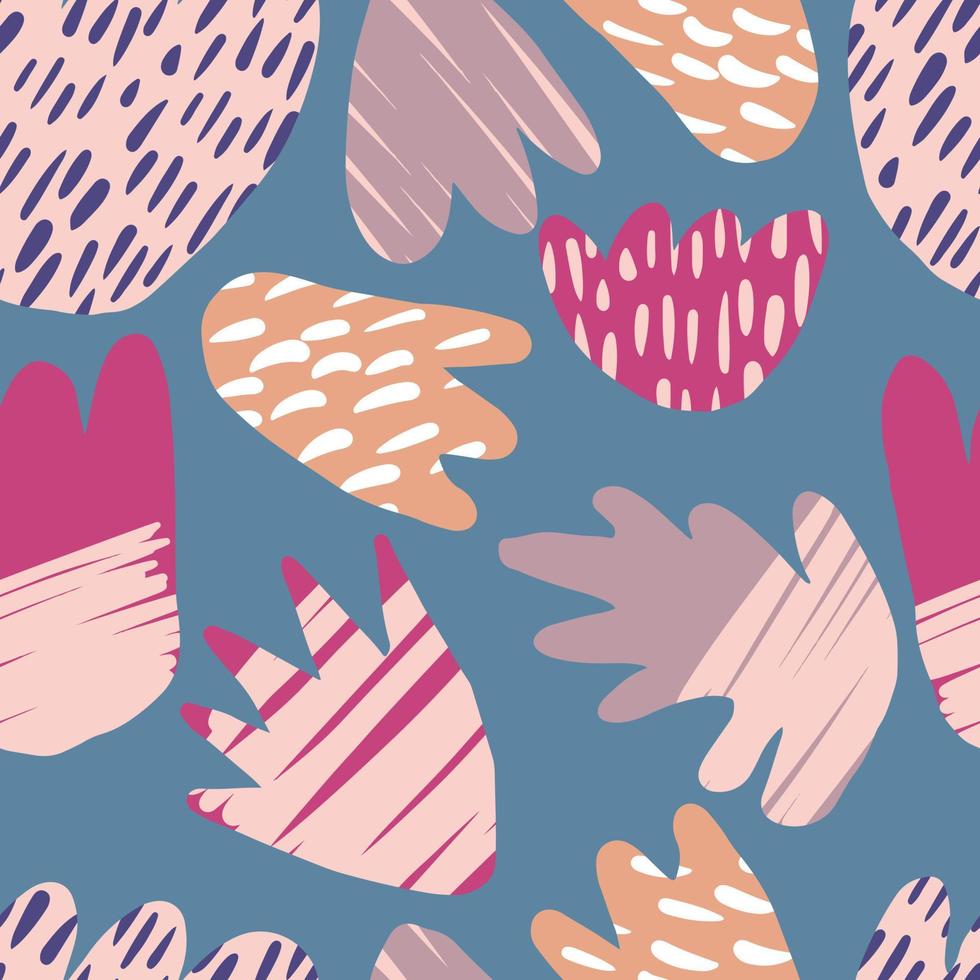 Contemporary hand drawn blots backdrop. Abstract floral seamless pattern. vector