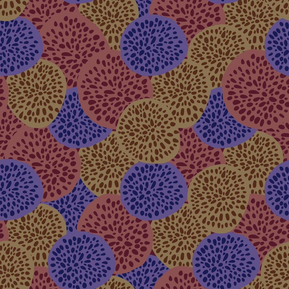 patrón abstracto sin fisuras con círculos de puntos. formas geométricas en tonos beige pastel oscuro, azul y rojo. vector