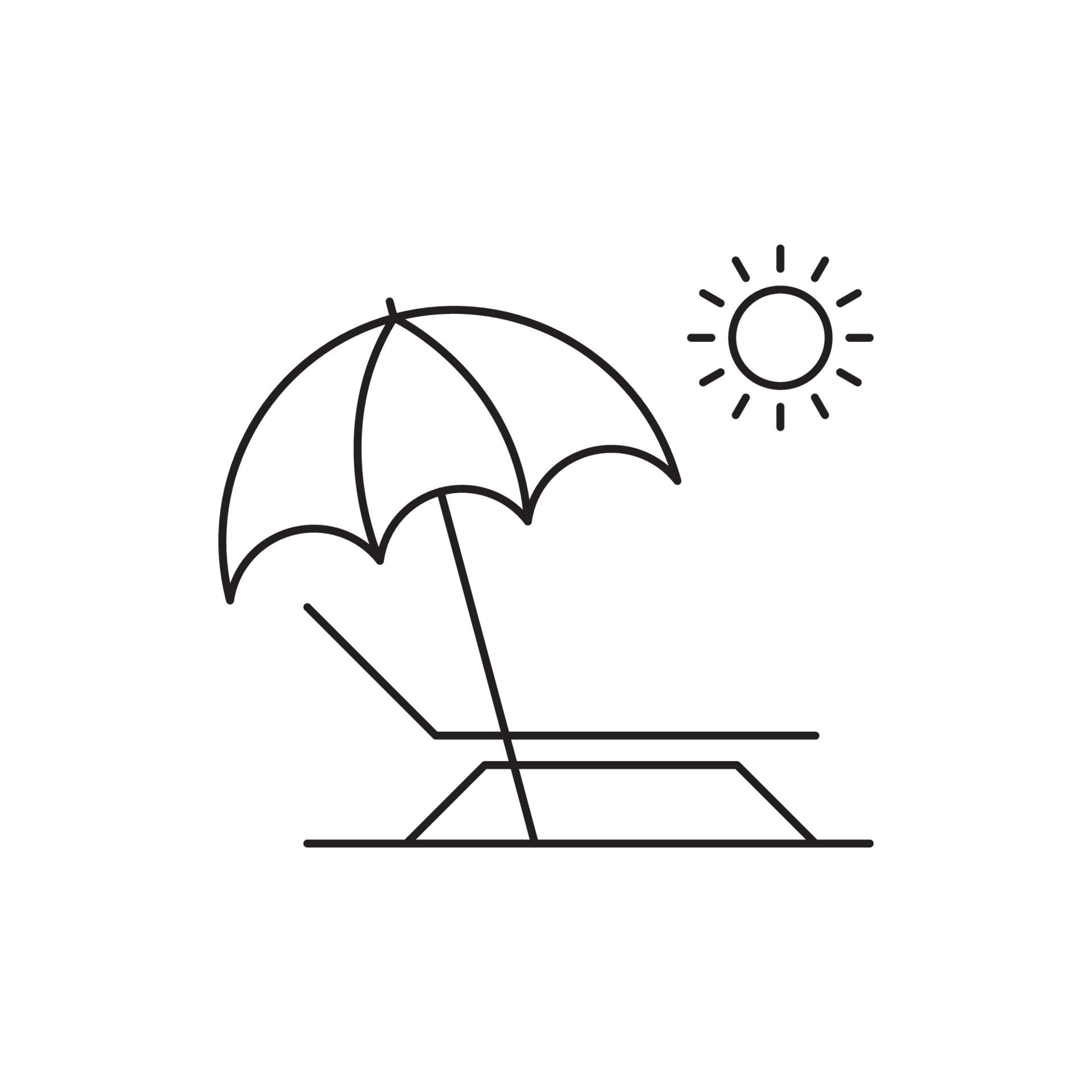 Deck chair umbrella summer beach symbol icon 5614355 Vector Art at Vecteezy