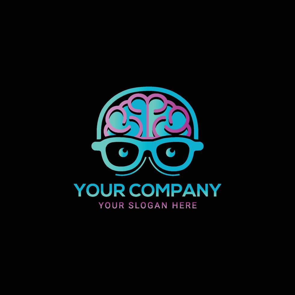 Brain head geek logo vector