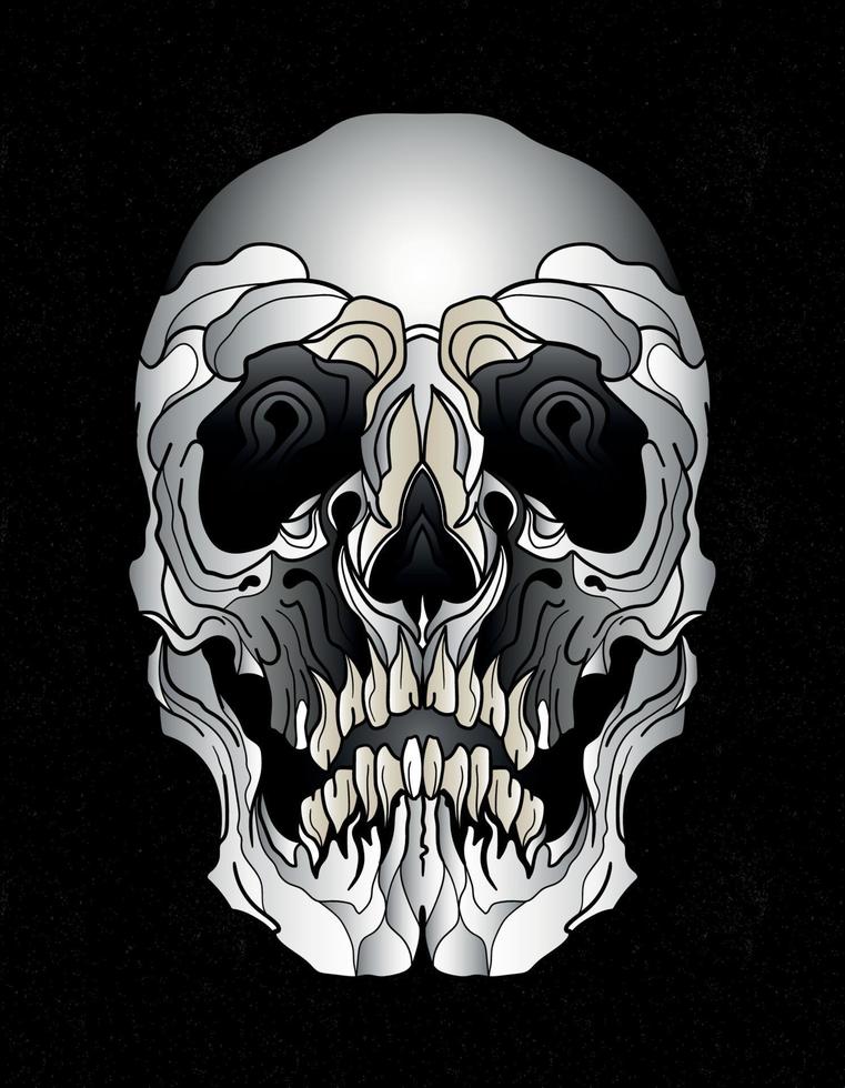 skull front neo traditional tattoo vector