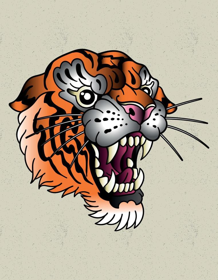 tiger tattoo traditional 5615875 Vector Art at Vecteezy