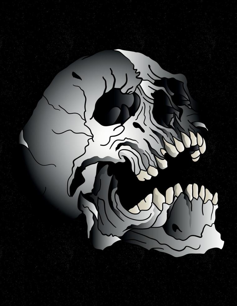 skull tattoo open mouth vector