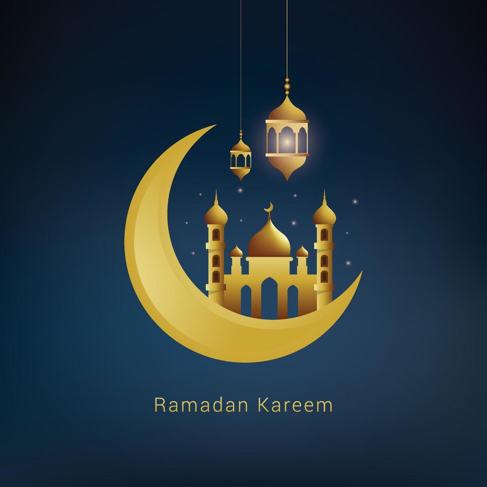 Ramadan Kareem Arabic greeting card vector illustration.Translation Generous Ramadhan