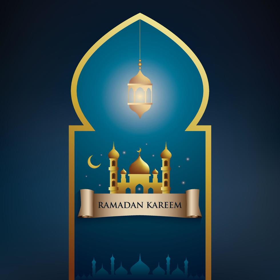 Ramadan Kareem Arabic greeting card vector illustration.Translation Generous Ramadhan