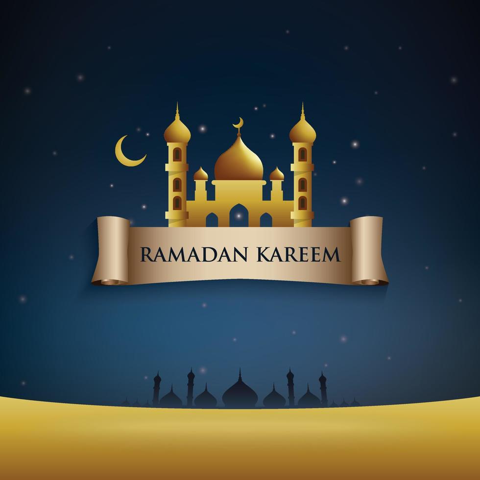 Ramadan Kareem Arabic greeting card vector illustration.Translation Generous Ramadhan