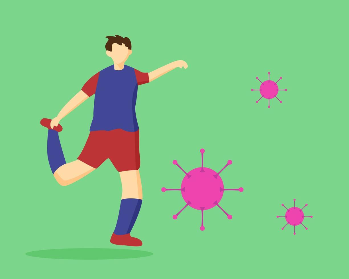 Illustration vector design of footballer vs virus