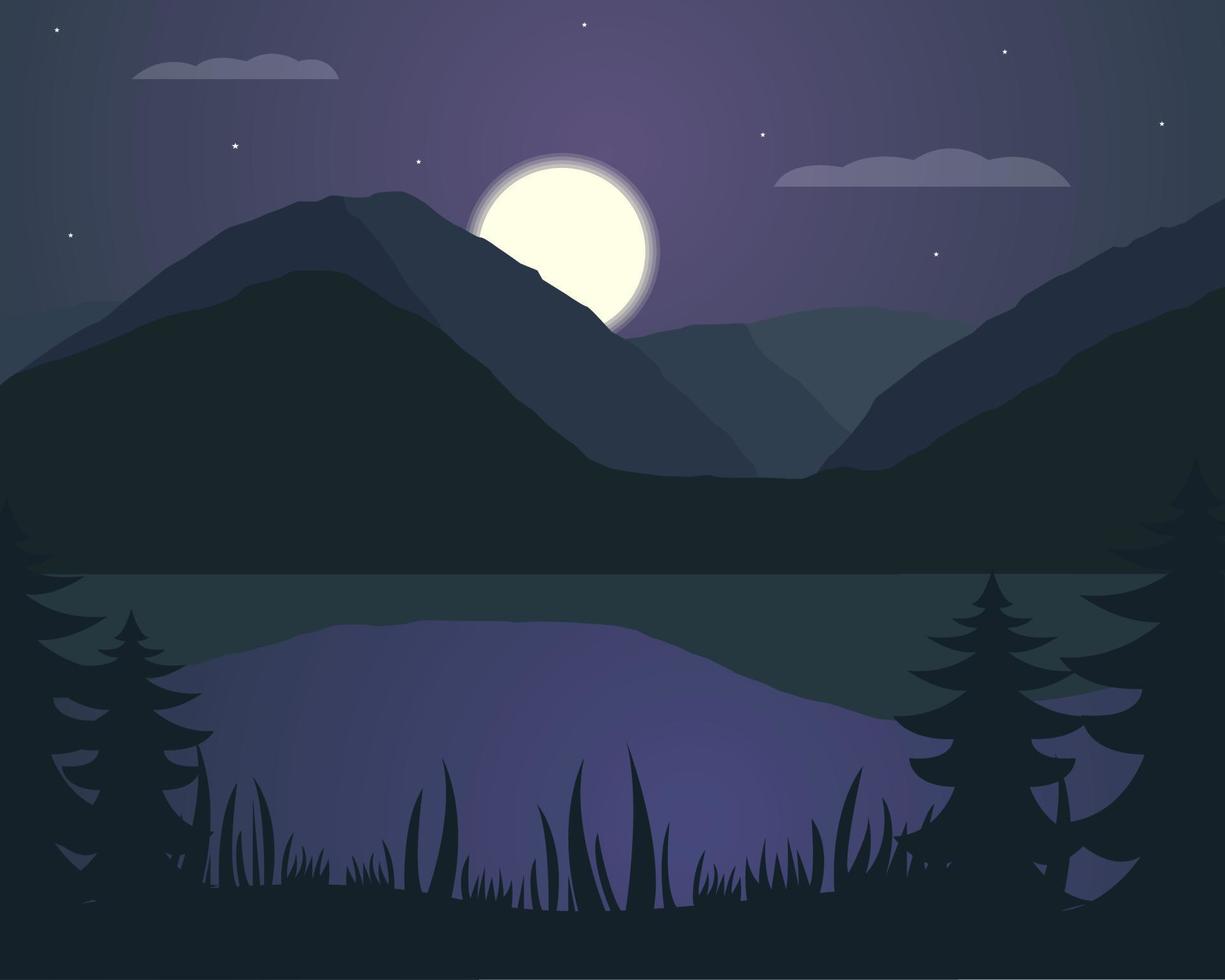 illustration vector design of landscape of mountain and lake