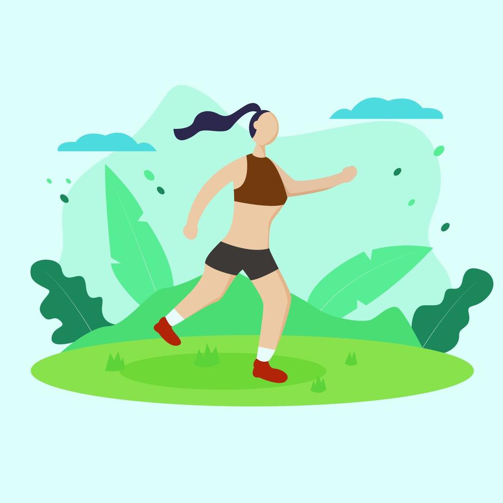 ilustración, vector, diseño, de, mujer, jogging vector