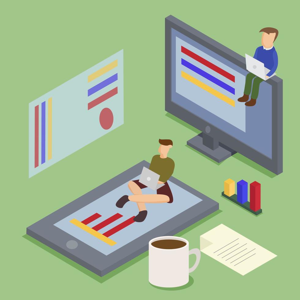 Illustration vector design of isometric online business