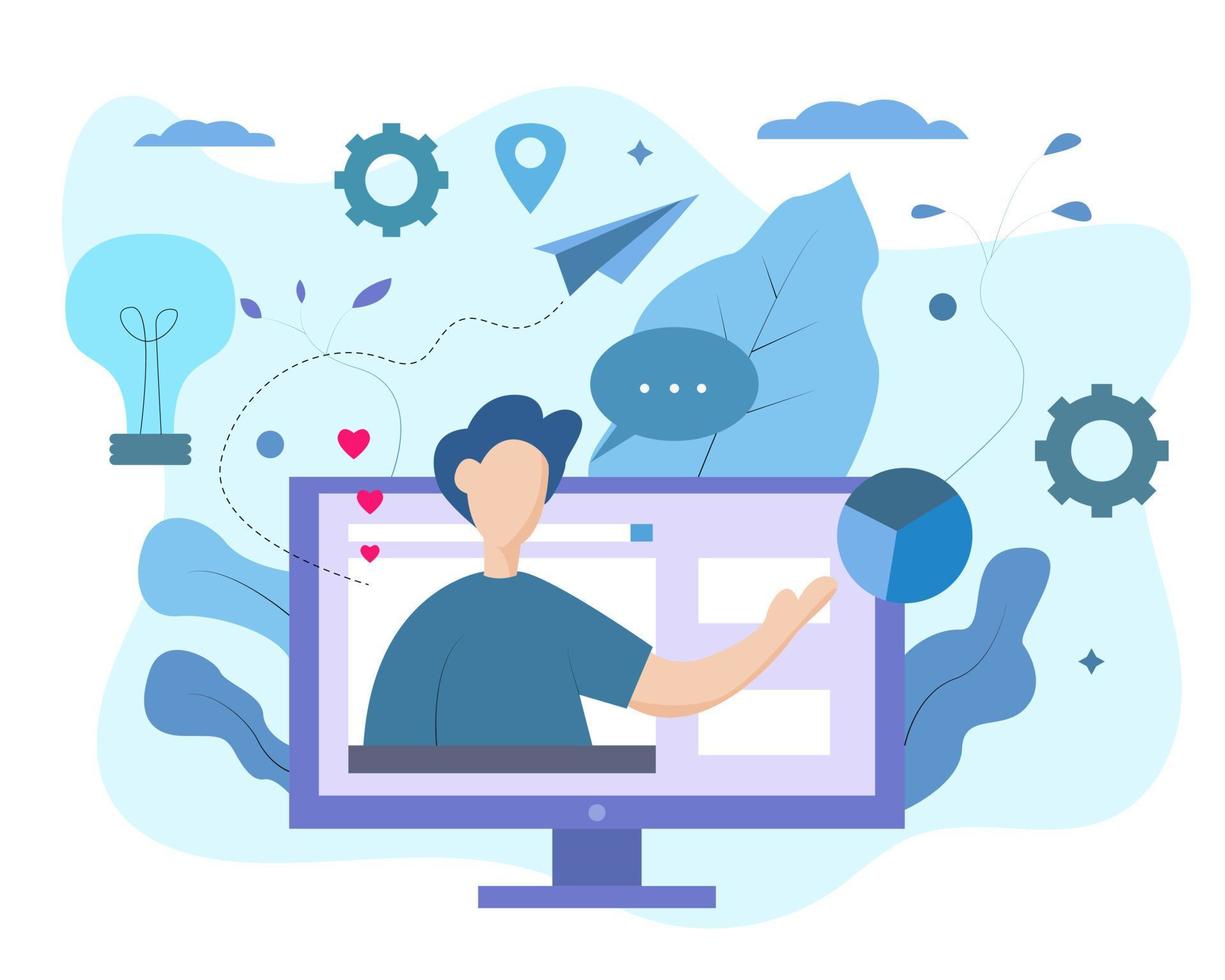Illustration vector design of online course