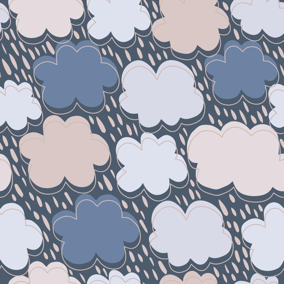 Hand drawn clouds seamless pattern. Rain backdrop. vector