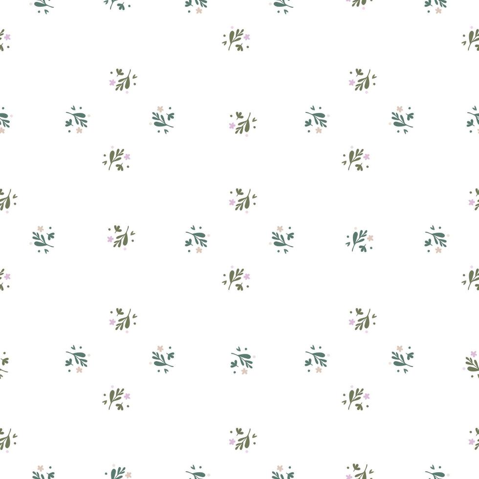 Small flowers and leaf seamless pattern. Floral endless ornament. Simple botanical backdrop. vector