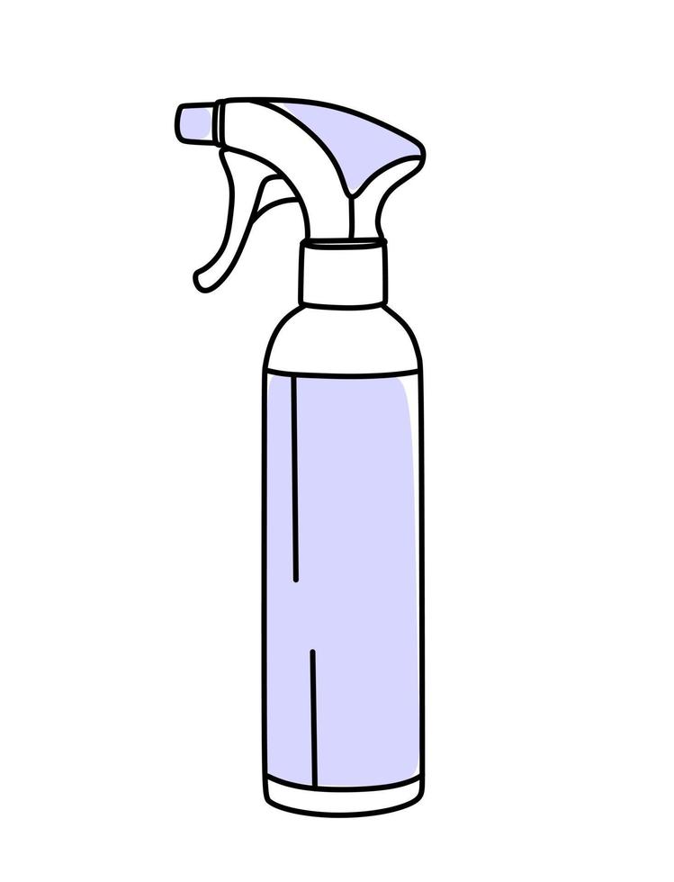 Hair care products. Hair spray. In very peri color. Vector illustration in doodle style.
