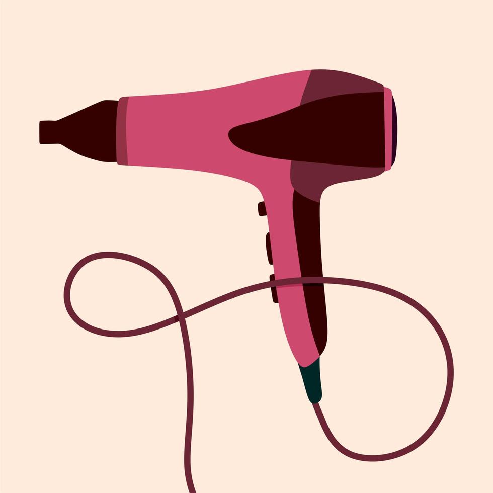 Hair care products. Hair dryer. Vector illustration in doodle style.