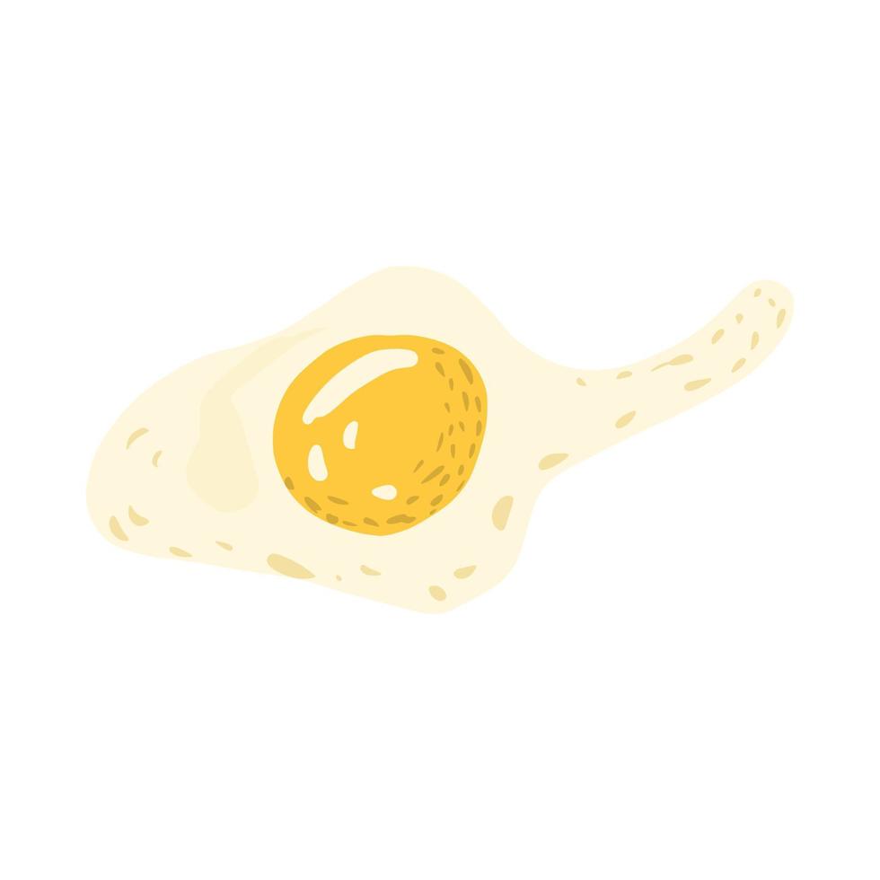 Spreading fried egg isolated on white background. Healthy meal in doodle. vector