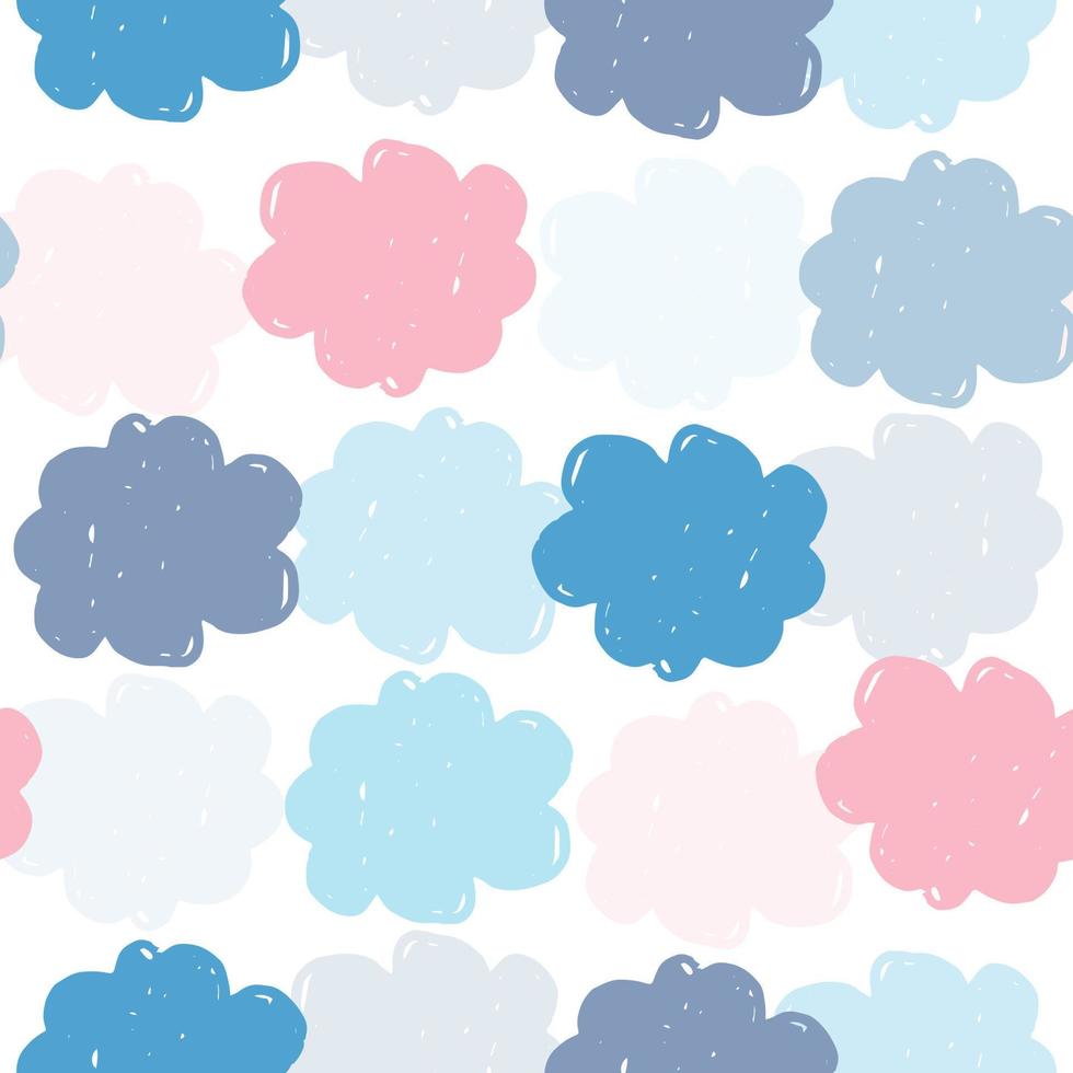 Simple colored clouds seamless pattern. Weather background. R vector