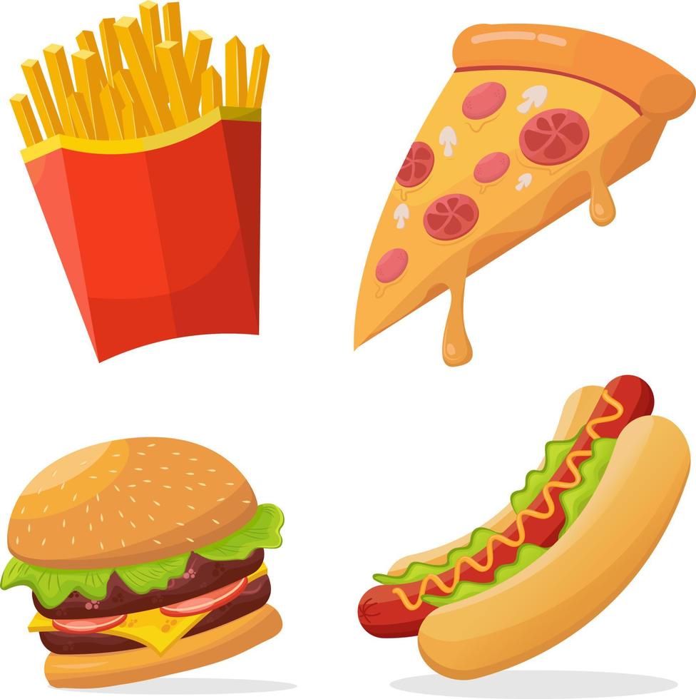 FAST FOOD SET IN FLAT DESIGN STYLE vector