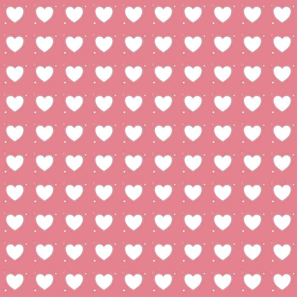 Seamless pattern background, white heart on pink background. vector