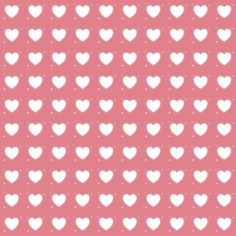 Seamless pattern background, white heart on pink background. vector