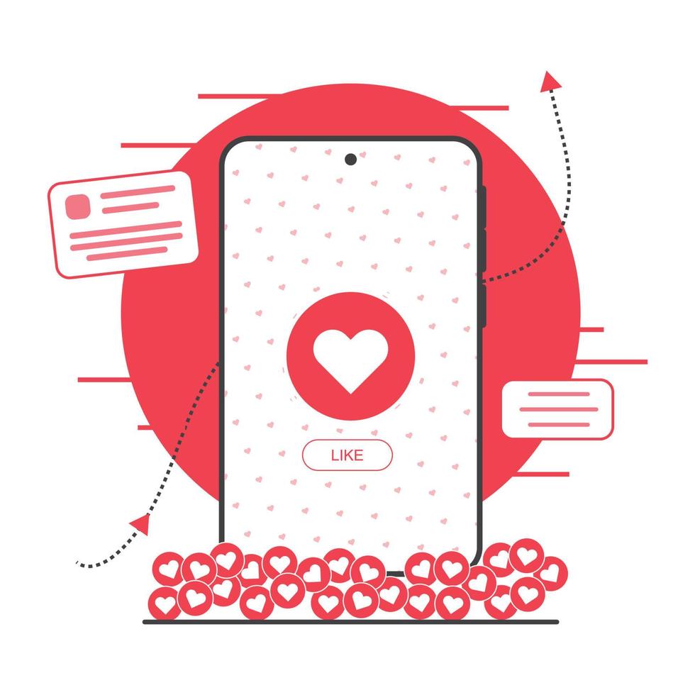Mobile phone communication love concept flat design - flat illustration vector