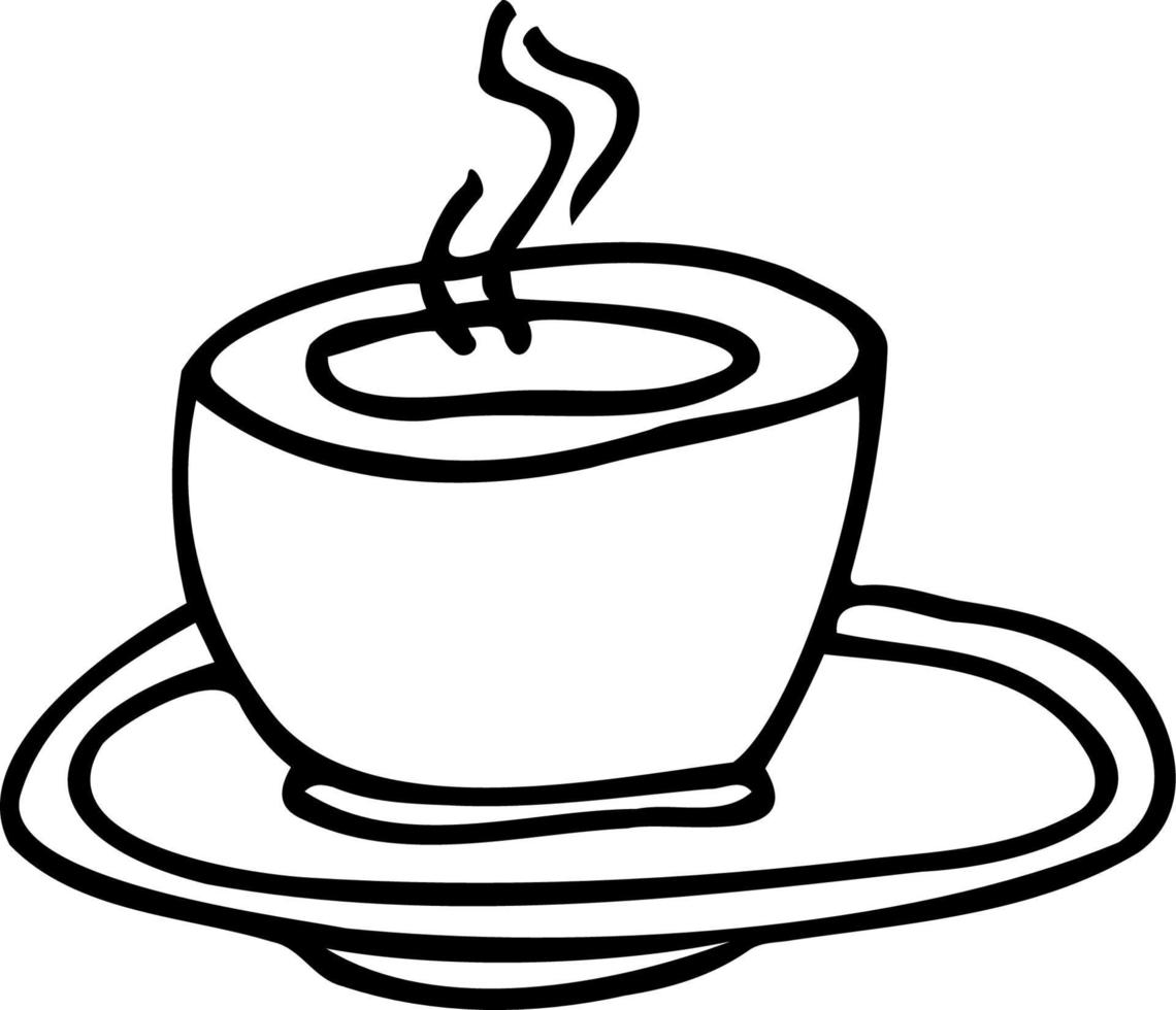 A cup of coffee and tea illustration with one line doodle vector